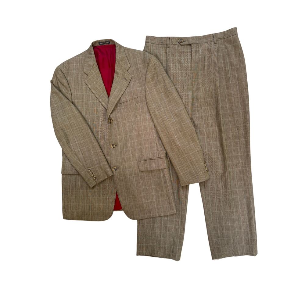 Tommy Hilfiger Men’s Complete Matching 2-Piece 100% Wool Suit Set, Size 42R 36W
